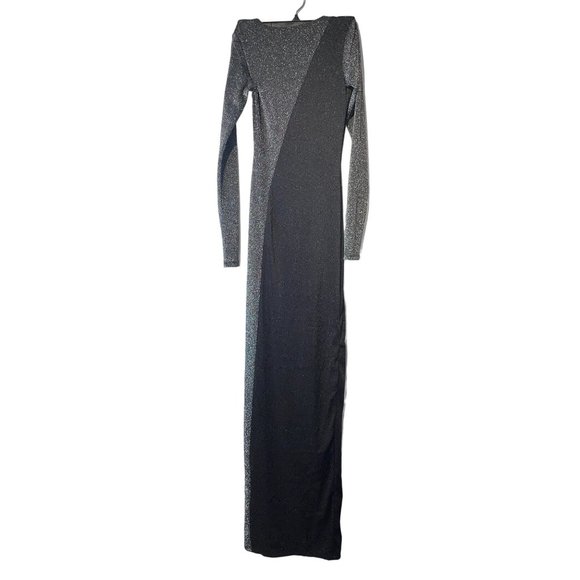 Naked Wardrobe Colorblock Cutout Long Sleeve Maxi Dress In Black X-Small - Picture 5 of 7